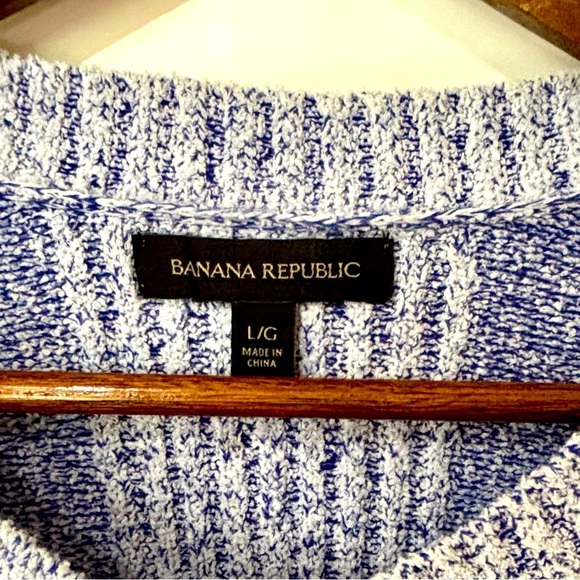 Banana Republic| Cozy Heathered Blue Oversized Crewneck Sweater Sz L - Picture 2 of 6